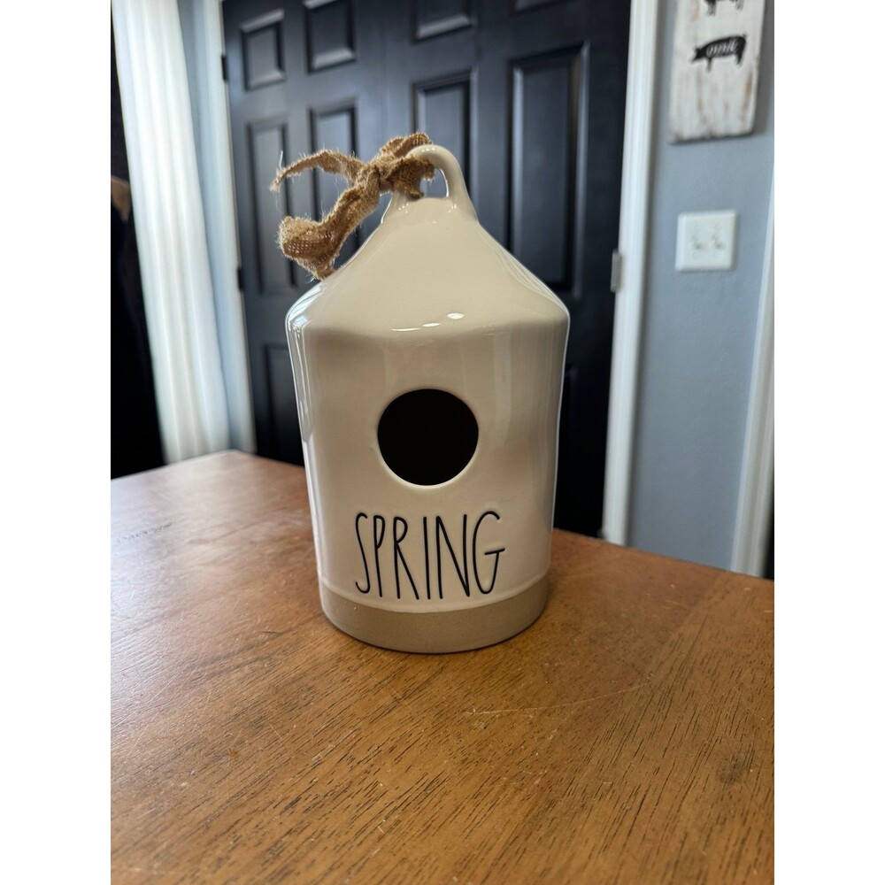 Rae Dunn ceramic birdhouse from the Artisan Collection, f "SPRING” 8.5”